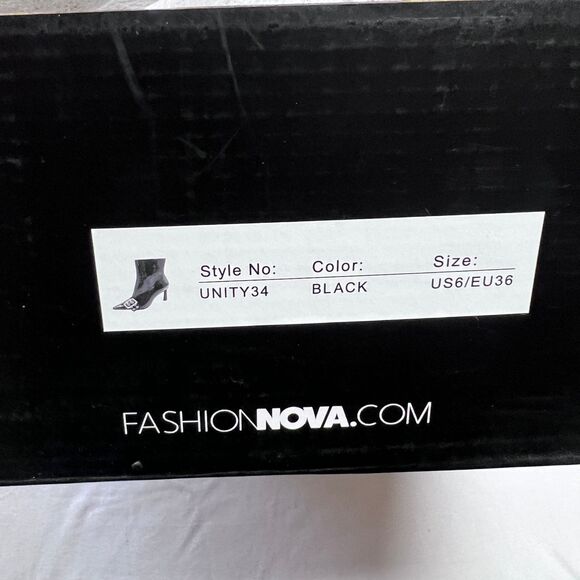 Fashion Nova Gutter Black Leather Ankle Boots Women’s 6 Pointed Toe Buckle - Picture 6 of 7